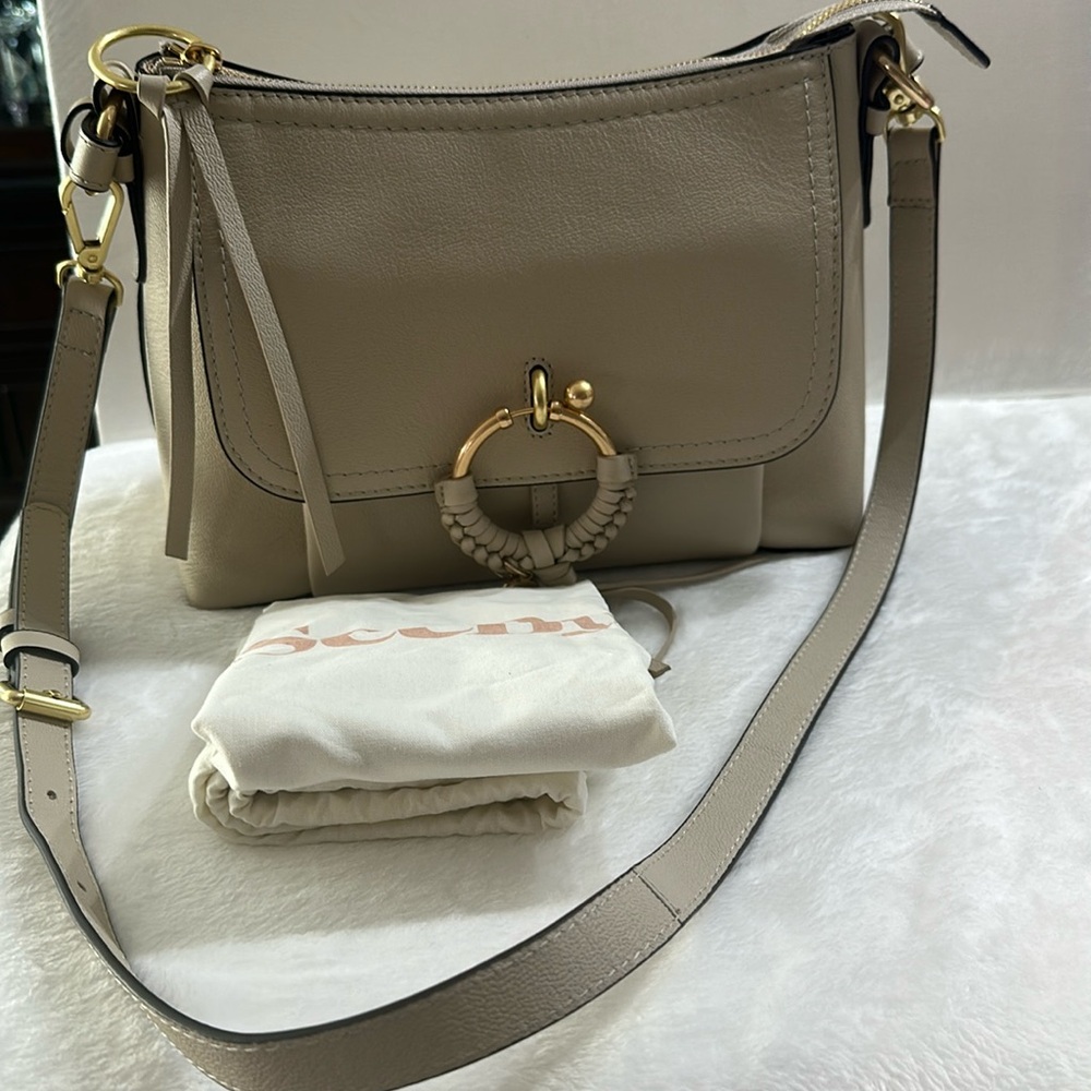 NWOT See By Chloe Joan Leather and Suede Taupe Crossbody Bag.